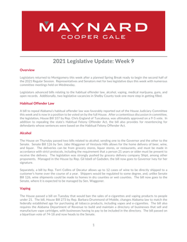 2021 Legislative Update Week 9