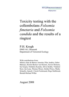 Folsomia Candida and the Results of a Ringtest