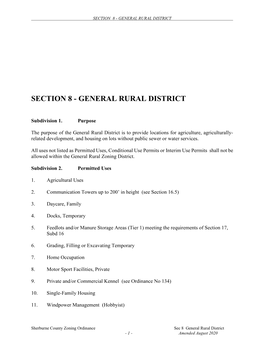 Section 8 - General Rural District