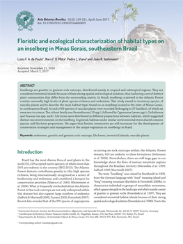 Floristic and Ecological Characterization of Habitat Types on an Inselberg in Minas Gerais, Southeastern Brazil