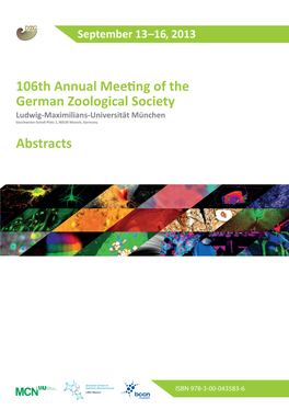 106Th Annual Meeting of the German Zoological Society Abstracts