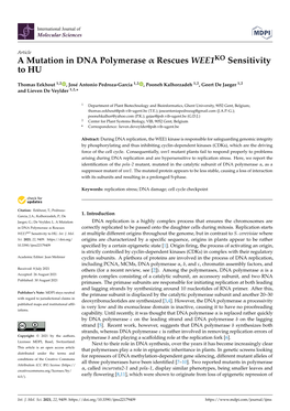 A Mutation in DNA Polymerase Α Rescues WEE1KO Sensitivity to HU