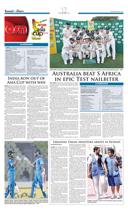 Australia Beat S Africa in Epic Test Nailbiter