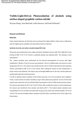 Visible-Light-Driven Photooxidation of Alcohols Using Surface-Doped Graphitic Carbon Nitride