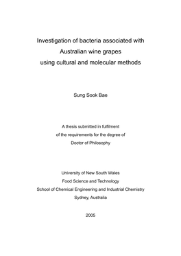 Investigation of Bacteria Associated with Australian Wine Grapes Using Cultural and Molecular Methods