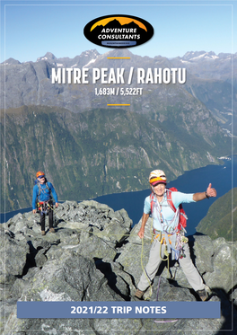 Mitre Peak Guided Ascent Trip Notes 2021/22