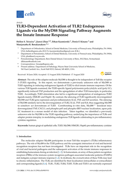 TLR3-Dependent Activation of TLR2 Endogenous Ligands Via the Myd88 Signaling Pathway Augments the Innate Immune Response