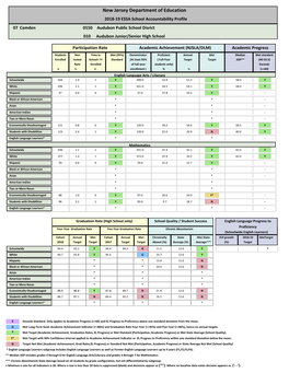 New Jersey Department of Education 2018-19 ESSA School Accountability Profile 07 Camden 0150 Audubon Public School Disrict 010 Audubon Junior/Senior High School