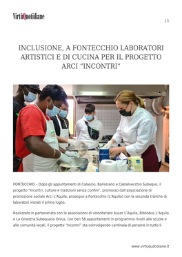 Inclusione, a Fontecchio Laboratori Artistici E Di Cucina Per Il Progetto Arci “Incontri”