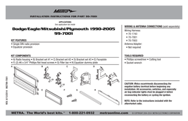 Dodge/Eagle/Mitsubishi/Plymouth 1990-2005 99-7001