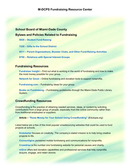 M-DCPS Fundraising Resource Center School Board of Miami