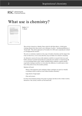 What Use Is Chemistry?