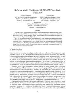 Software Model Checking of ARINC-653 Flight Code with MCP Sarah J