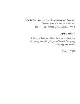 Costa Verde Center Revitalization Project Environmental Impact Report SCH No