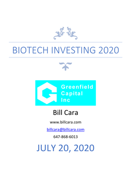 Biotech Investing 2020