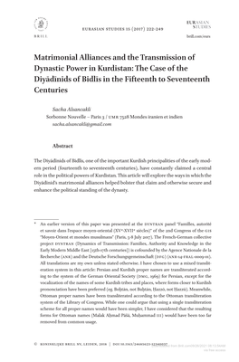 Downloaded from Brill.Com09/26/2021 08:13:54AM Via Free Access Matrimonial Alliances and the Transmission of Dynastic Power 223