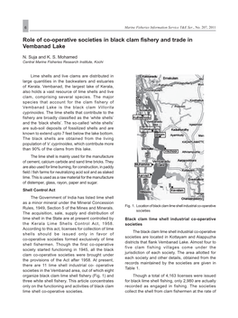 Role of Co-Operative Societies in Black Clam Fishery and Trade in Vembanad Lake