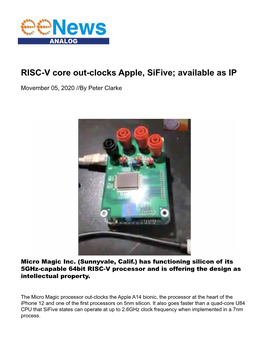 RISC-V Core Out-Clocks Apple, Sifive; Available As IP