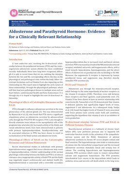 Aldosterone and Parathyroid Hormone: Evidence for a Clinically Relevant Relationship