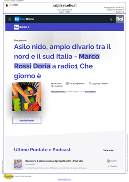 Marco Rossi Doria a Radio1 Che Giorno È