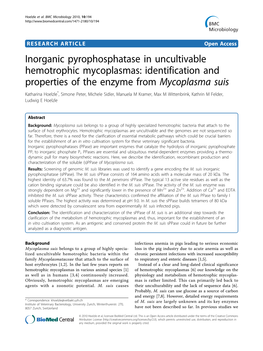 Identification and Properties of the Enzyme from Mycoplasma Suis