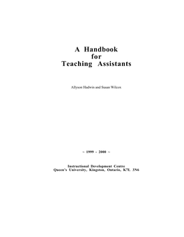 A Handbook for Teaching Assistants