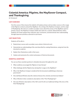 Pilgrims, the Mayflower Compact, and Thanksgiving by TIM BAILEY