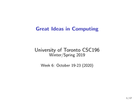 Great Ideas in Computing