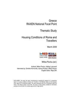 Greece RAXEN National Focal Point Thematic Study Housing Conditions