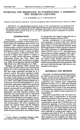 Potential for Resistance to Pyriproxyfen: a Promising