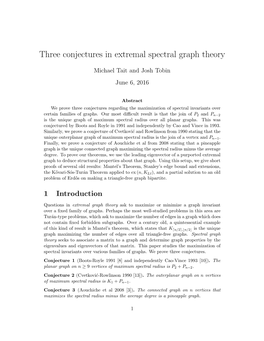 Three Conjectures in Extremal Spectral Graph Theory