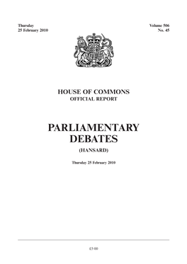 Parliamentary Debates (Hansard)