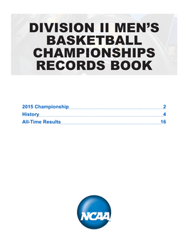 Division Ii Men's Basketball Championships Records Book