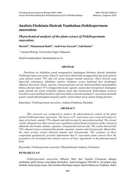 Analisis Fitokimia Ekstrak Tumbuhan Poikilospermum Suaveolens Phytochemical Analysis of the Plant Extract of Poikilospermum Suaveolens