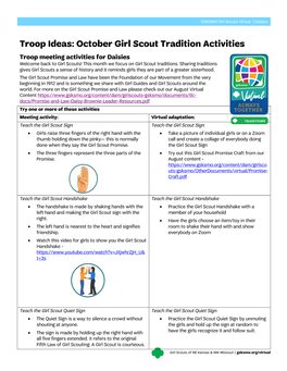 Troop Ideas: October Girl Scout Tradition Activities