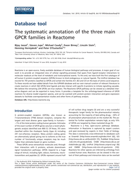 Database Tool the Systematic Annotation of the Three Main GPCR