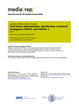 Chell Game: Representation, Identiﬁcation, and Racial Ambiguity in PORTAL and PORTAL 2 2015
