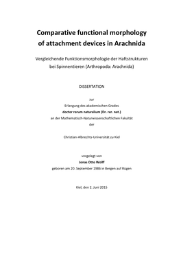 Comparative Functional Morphology of Attachment Devices in Arachnida
