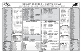 DENVER BRONCOS Vs. BUFFALO BILLS SUNDAY, DEC