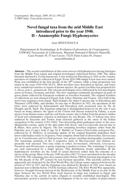 Anamorphic Fungi: Hyphomycetes