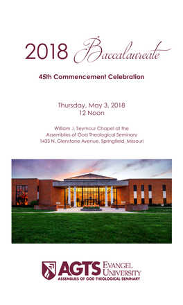 2018 Baccalaureate 45Th Commencement Celebration