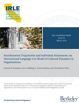 Enculturation Trajectories and Individual Attainment: an Interactional Language Use Model of Cultural Dynamics in Organizations