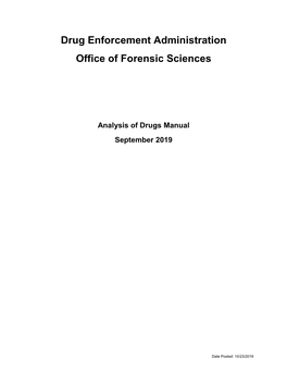 Analysis of Drugs Manual September 2019