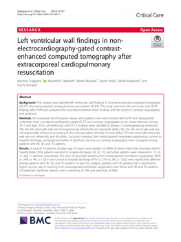 Left Ventricular Wall Findings in Non-Electrocardiography-Gated CE-CT After ECPR Might Be Useful for Diagnosis and Prognostic Prediction