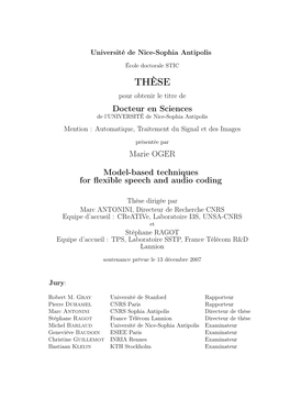 THÈSE Pour Obtenir Le Titre De Docteur En Sciences De L’UNIVERSITÉ De Nice-Sophia Antipolis Mention : Automatique, Traitement Du Signal Et Des Images