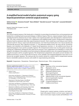A Simplified Fascial Model of Pelvic Anatomical Surgery: Going Beyond