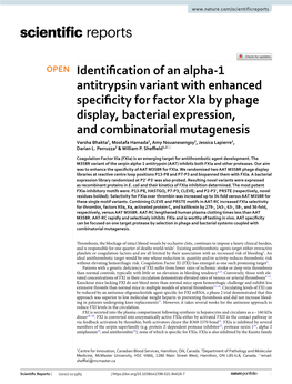 Identification of an Alpha-1 Antitrypsin Variant with Enhanced Specificity For