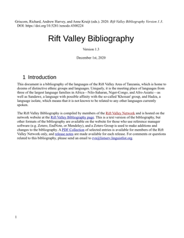 Rift Valley Bibliography Version 1.3