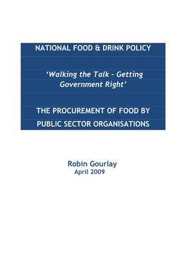 The Procurement of Food by Public Sector Organisations
