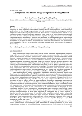 An Improved Fast Fractal Image Compression Coding Method